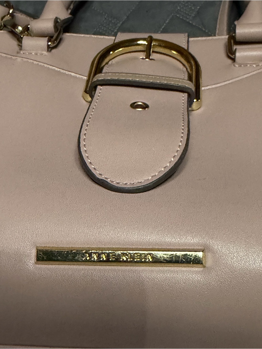 Anne Klein Blush Pink Crossbody Bag with Gold Hardware